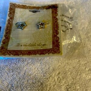 Women's star pave post earring-gold/crystal